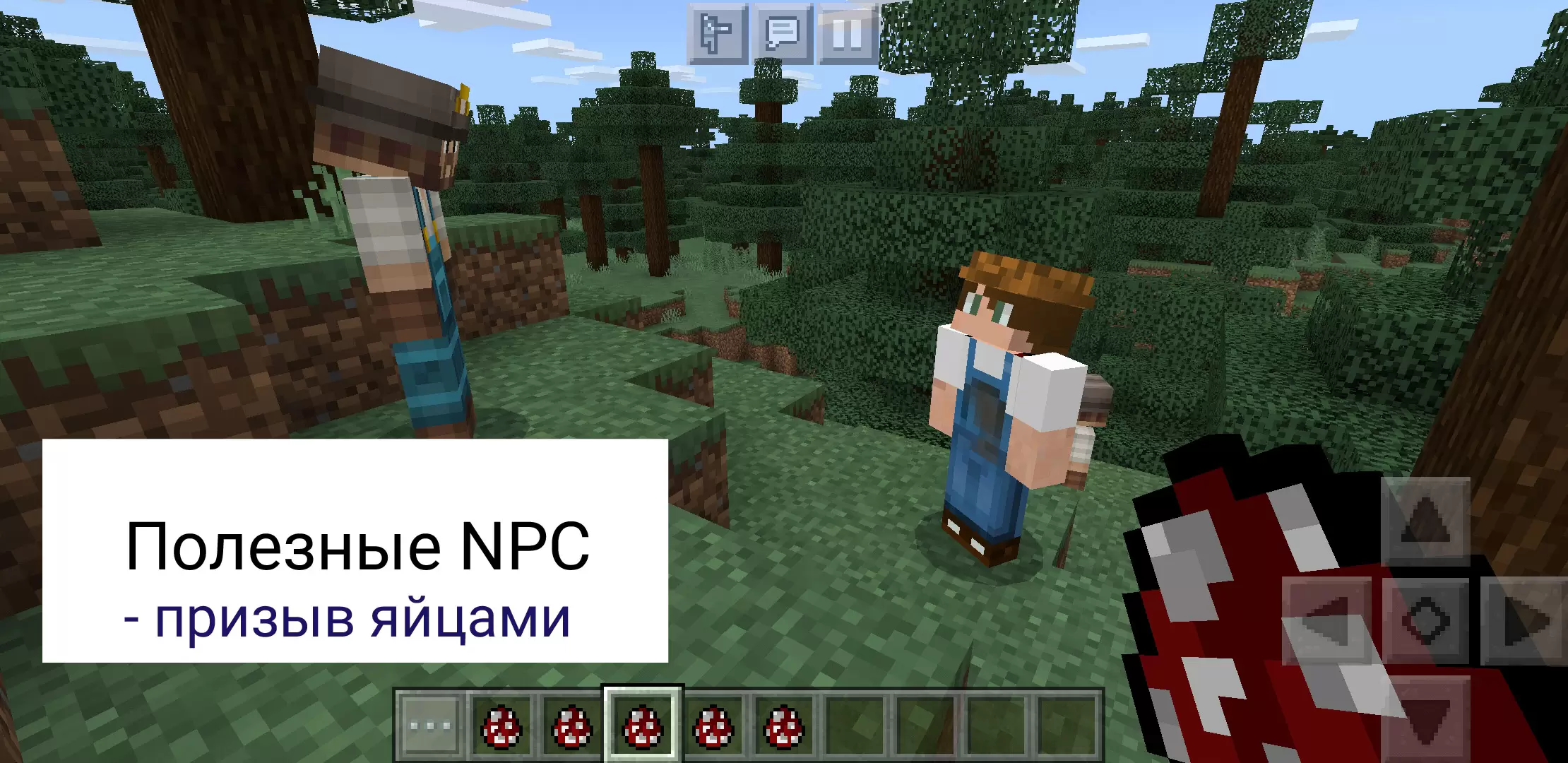 Minecraft PE- യ്ക്കുള്ള മോഡിൽ ഉപയോഗപ്രദമായ NPC- കൾ