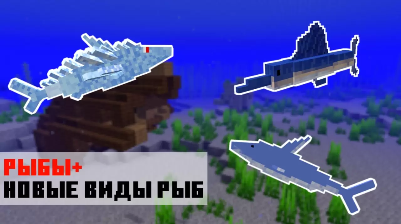 Nauji žuvų tipai iš Shark mod, skirto Minecraft PE